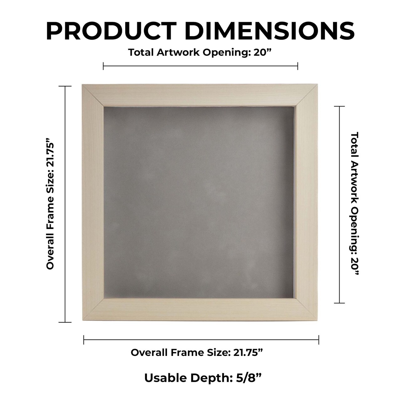 Natural Whitewash Wood Shadow Box Frame with Acrylic Front - Light Brown Suede Backing, 30 Sizes